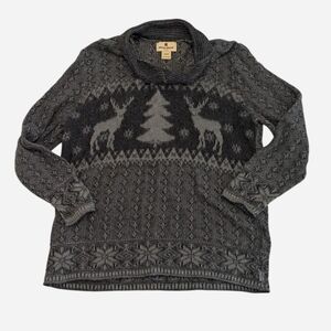 Vintage Woolrich Charcoal V-neck Deer Sweater